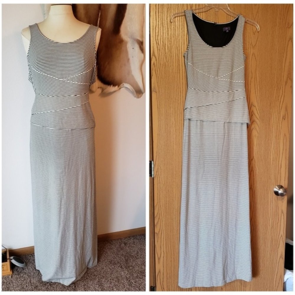 NYDJ striped sleeveless maxi dress built in shapewear